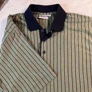 Classic Design Studio First Class Polo – Men's L – Green and Black Striped
